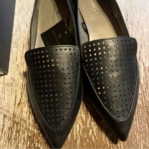 Worthington Black Perforated Pointed-Toe Loafers